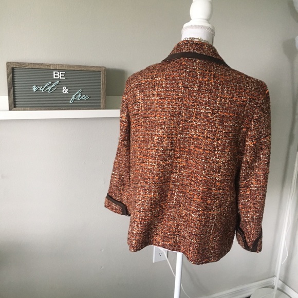 Talbots Wool Blazer Size 14 brown, orange, cream - Picture 3 of 5
